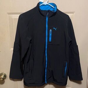 Kid’s Puma Black Jacket with Vibrant Blue Highlights